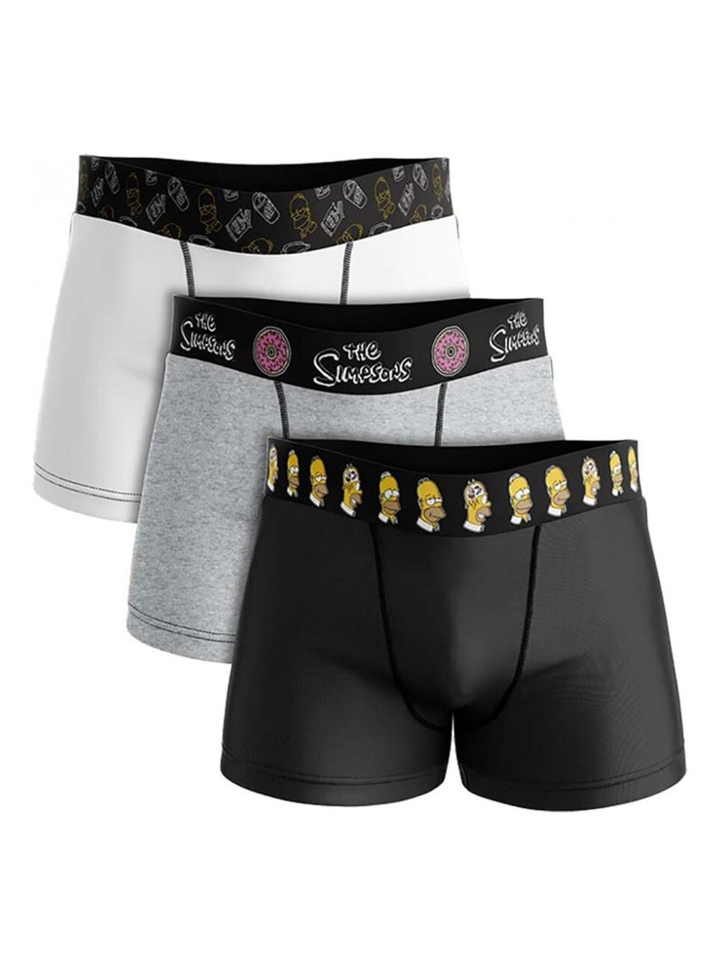 Boxer No Publik Featuring Simpsons- Pack de 3 Blanc Gris Noir - Kiabi