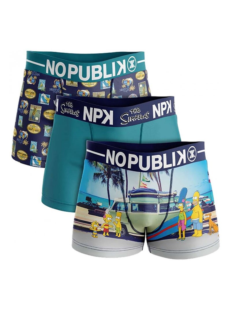 Boxer No Publik Featuring Simpsons- Pack de 3 Bleu Multicolore Bleu - Kiabi