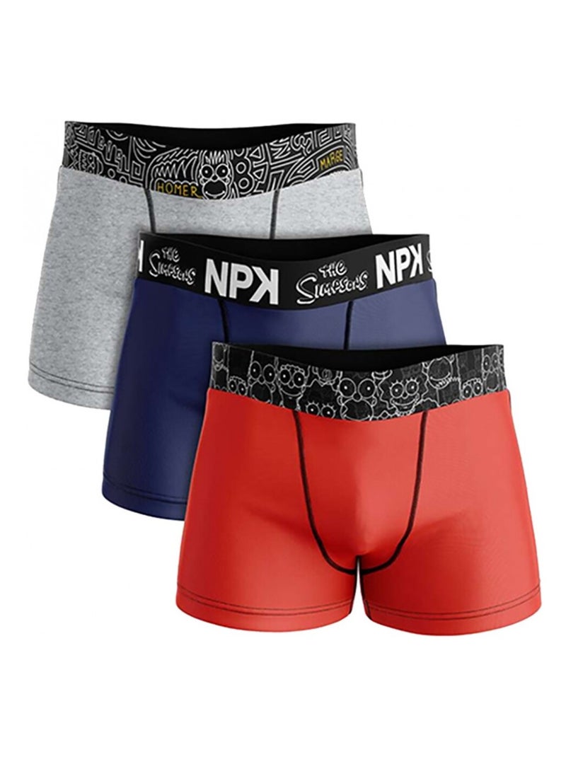 Boxer No Publik Featuring Simpsons- Pack de 3 Gris Rouge Bleu - Kiabi