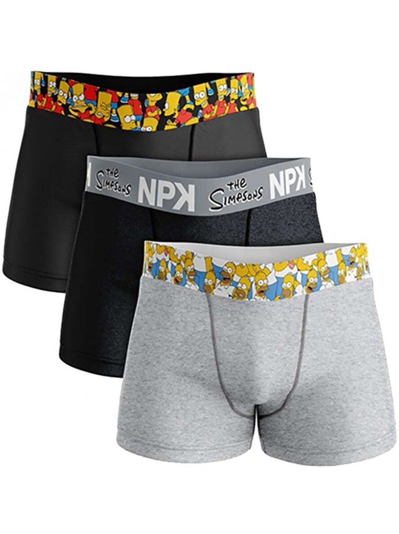 Boxer No Publik Featuring Simpsons- Pack de 3 Noir Gris anthracite Gris - Kiabi