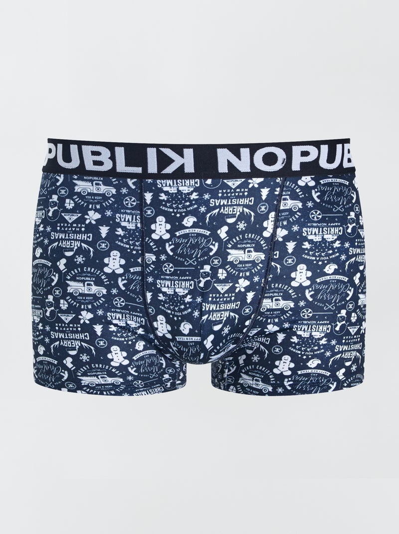 Boxer 'No Publik' imprimé 'Noël' Bleu marine - Kiabi