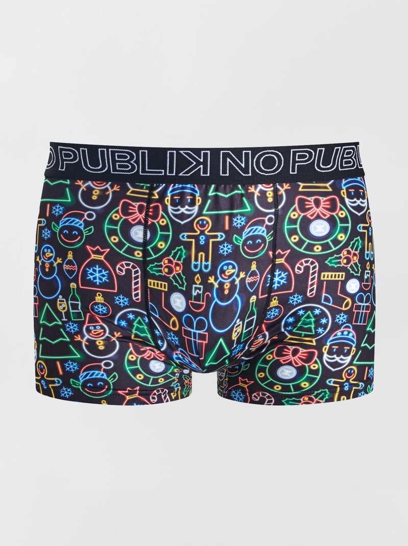 Boxer 'No Publik' imprimé 'Noël' Noir - Kiabi