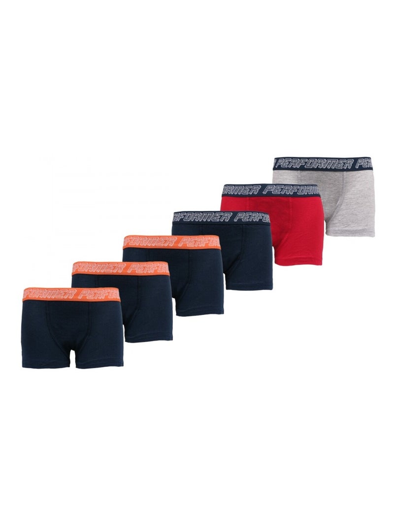 Boxers - Caleçons Performer garçon lot de 6 Bleu Rouge Gris - Kiabi