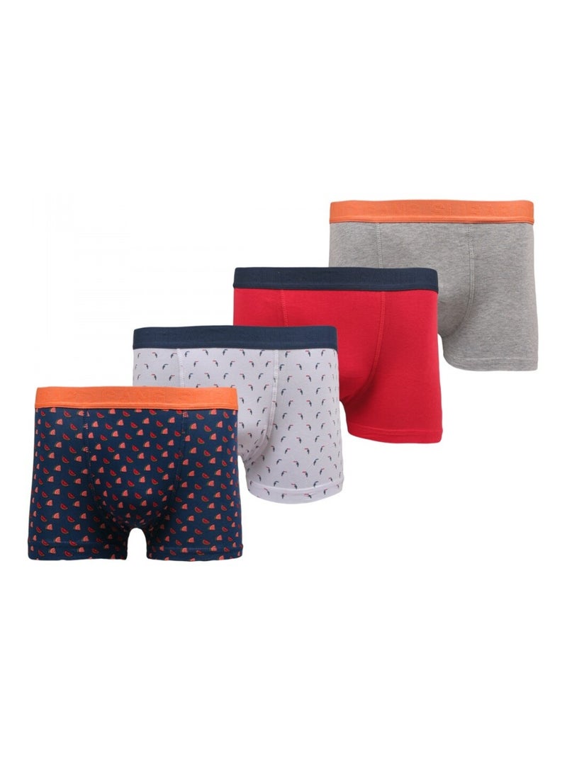 Boxers - Caleçons Slibard Gang garçon lot de 4 Blanc / Bleu / Rouge - Kiabi