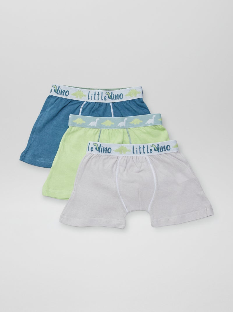 Boxers en coton unis - lot de 3 Vert - Kiabi