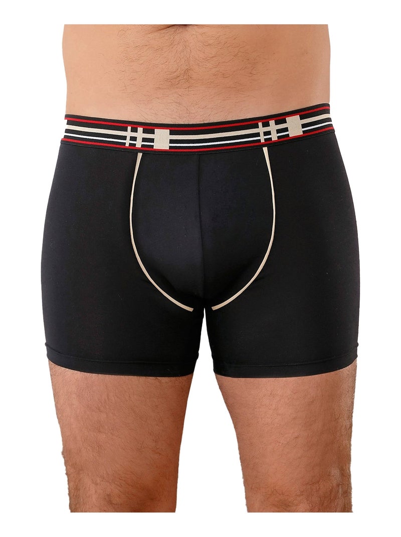 Boxers fermés en coton stretch Noir - Kiabi