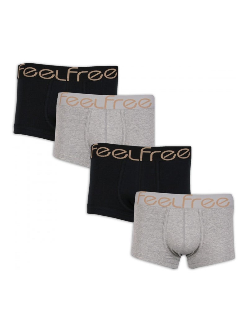 Boxers Homme Lot de 4 Gris Noir - Kiabi