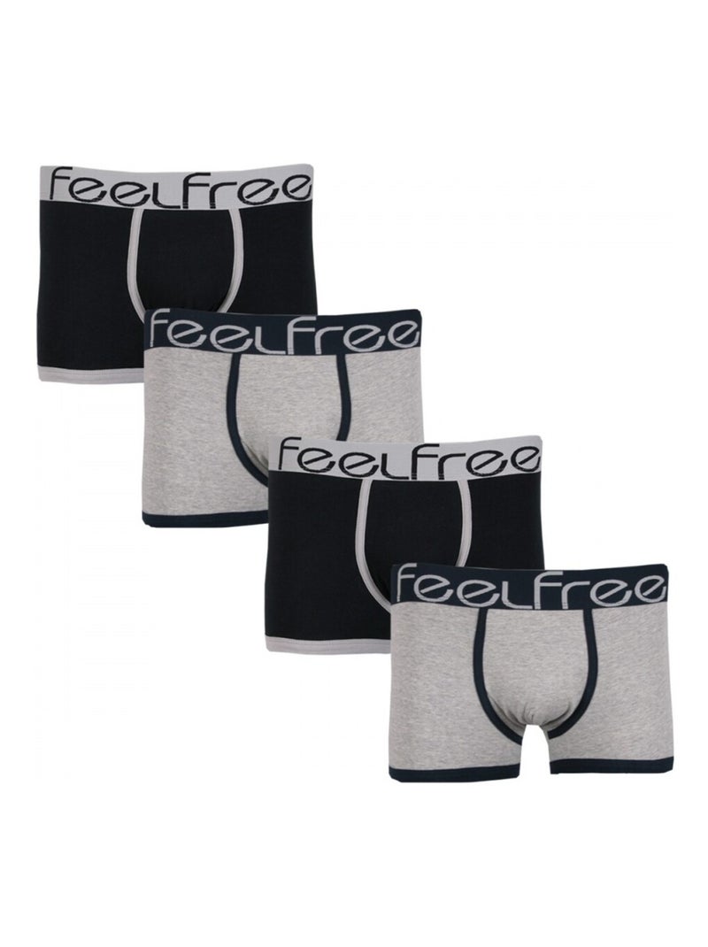 Boxers Homme Lot de 4 Noir Gris - Kiabi