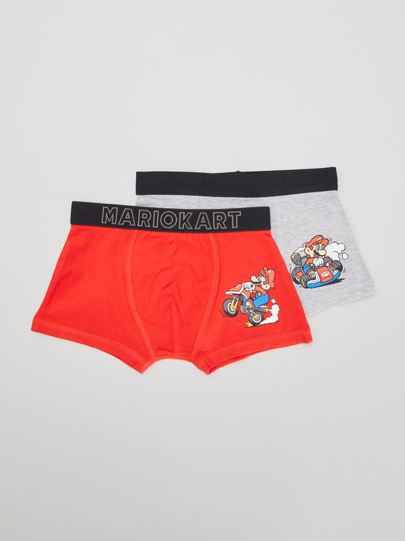 Boxers 'Mario' - Lot de 2 Gris/rouge - Kiabi