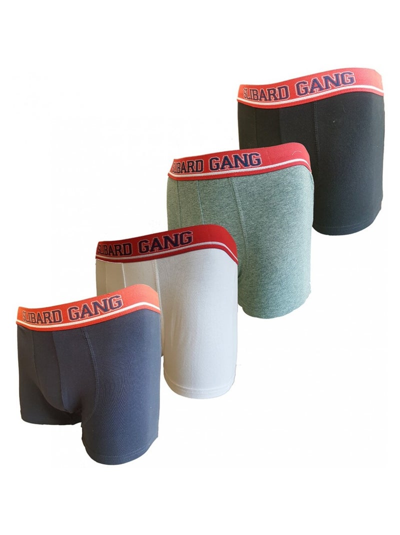 Boxers Slibard Gang homme  - Pack de 4 Noir Gris Blanc Bleu - Kiabi