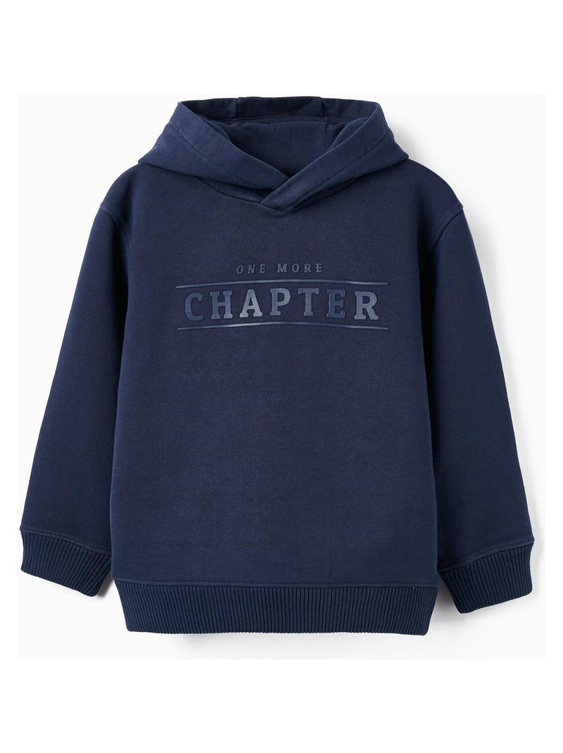 Boys' Cotton Hooded Sweatshirt 'Chapter'   LITERATURE CLUB Bleu foncé - Kiabi