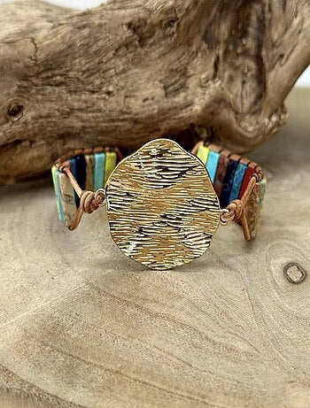 Bracelet 7 chakras en plaqué or