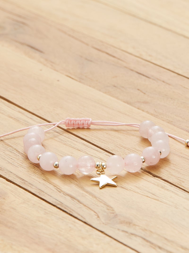 Bracelet à perles et étoiles rose - Kiabi
