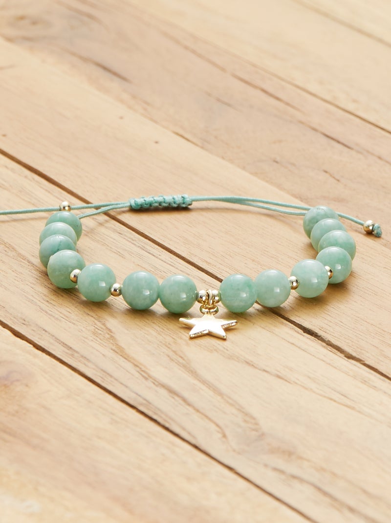 Bracelet à perles et étoiles vert - Kiabi