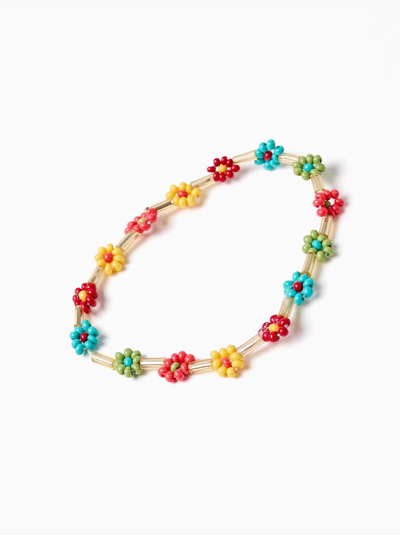 Bracelet à perles florales Rouge/Bleu/Jaune - Kiabi