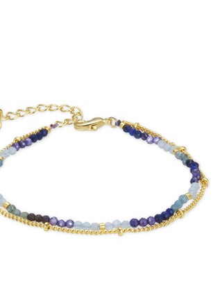 Bracelet Aiel en cristal bleu foncé plaqué or jaune 18 carats