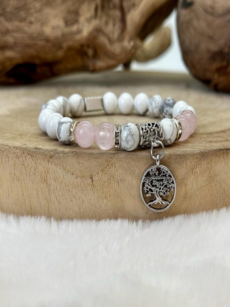 Bracelet Arbre de Vie: Howlite & Quartz Blanc - Kiabi
