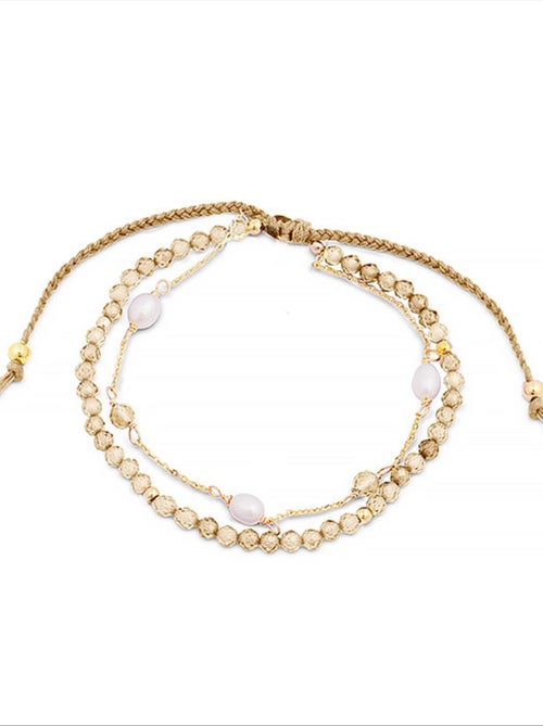Bracelet athat en alliage métallique et zircone champagne finition plaqué or 18K - Kiabi