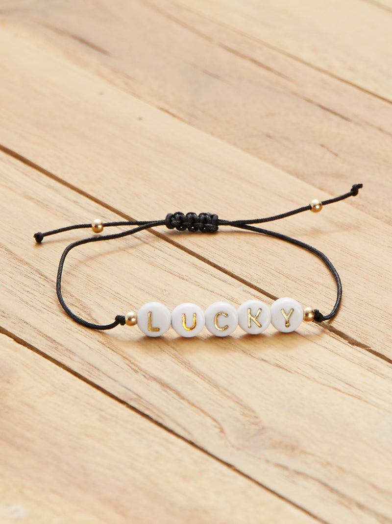 Bracelet avec lettres noir - Kiabi