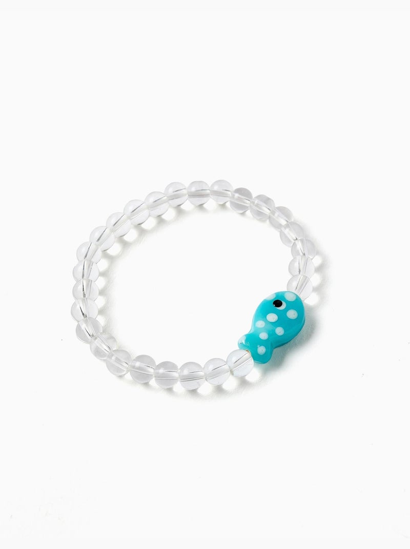 Bracelet avec perles et pendentif en forme de poisson Blanc Bleu - Kiabi