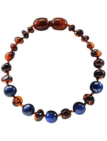 Bracelet bébé - Ambre et pierres naturelles - Ambre Cognac / Lapis lazuli - Kiabi