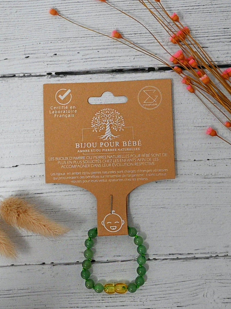 Bracelet Bébé - Pierres naturelles : Aventurine Vert - Kiabi