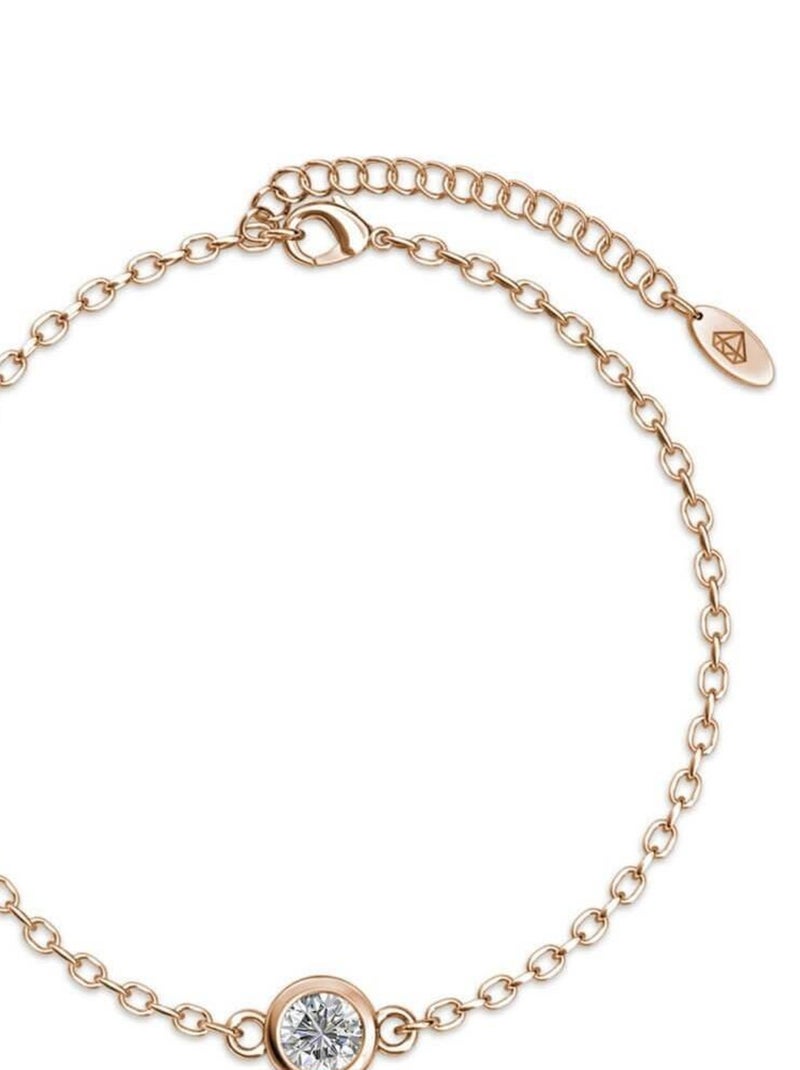 Bracelet Birth Stone - Or Rosé et Cristal Transparent - Kiabi