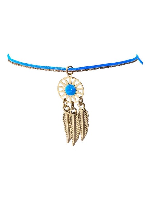 Bracelet Bleu Ciel pour femme fantaisie thème Indien dorée - Kiabi