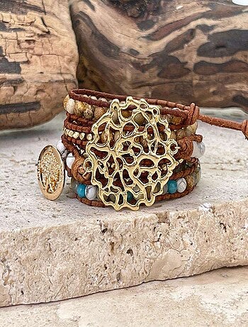 Bracelet Bohème océan en plaqué or