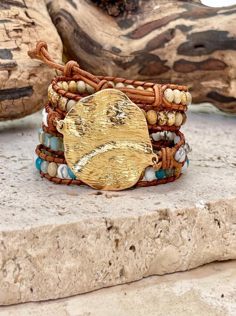 Bracelet Boho amour en plaqué or Marron - Kiabi