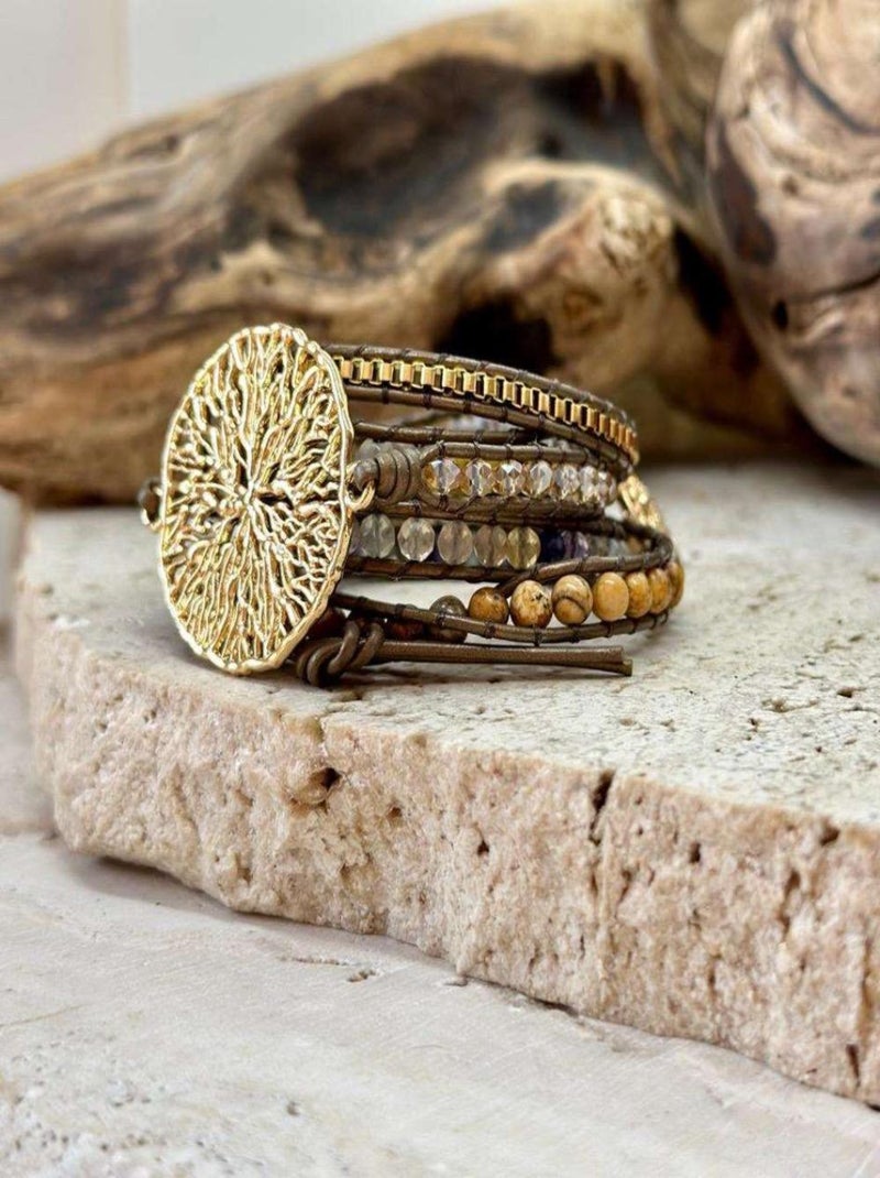 Bracelet bonheur en jaspe Marron - Kiabi