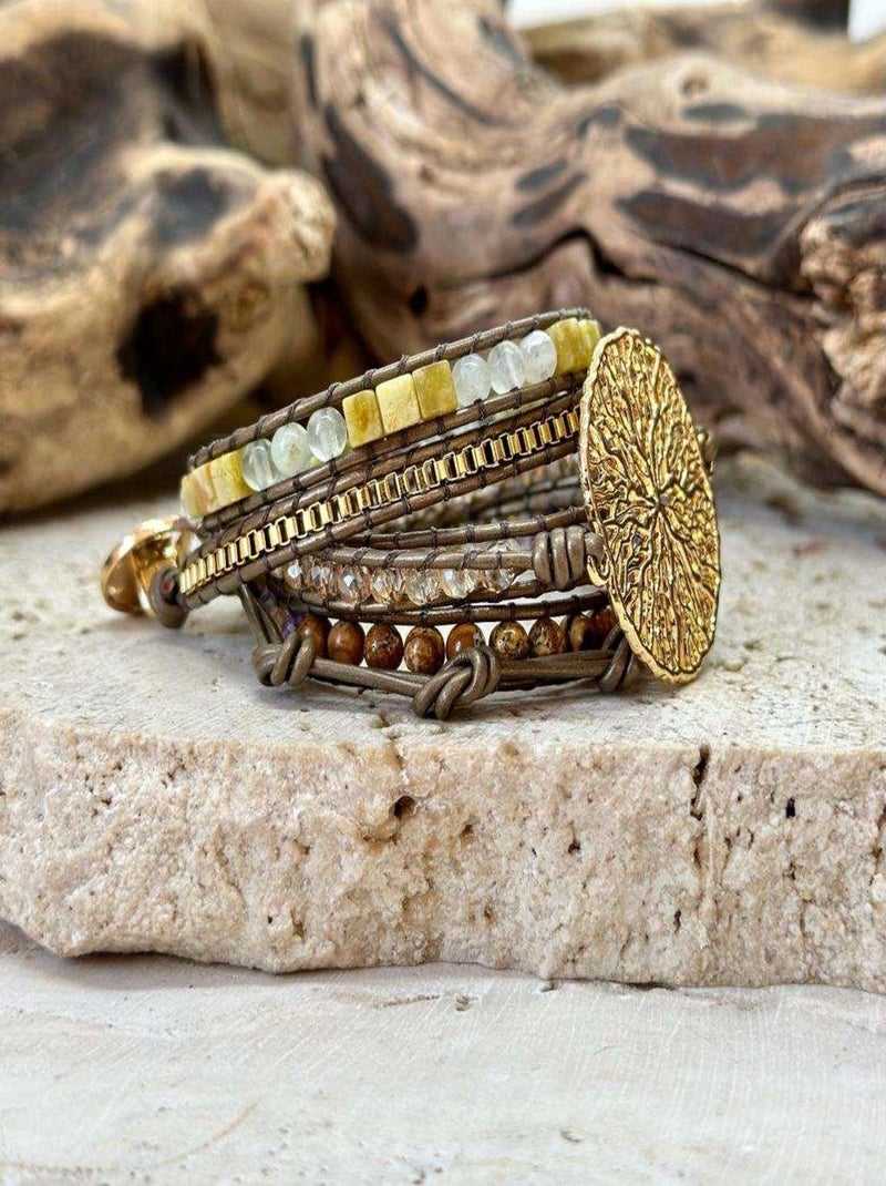 Bracelet bonheur en jaspe Marron - Kiabi