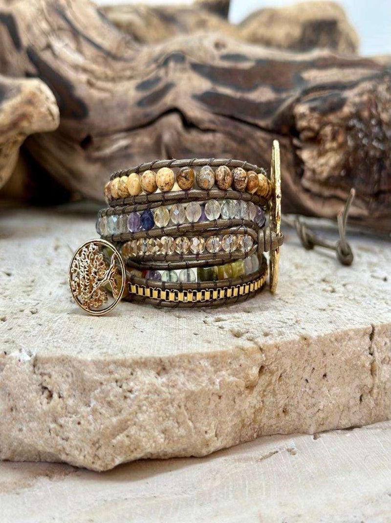 Bracelet bonheur en jaspe Marron - Kiabi