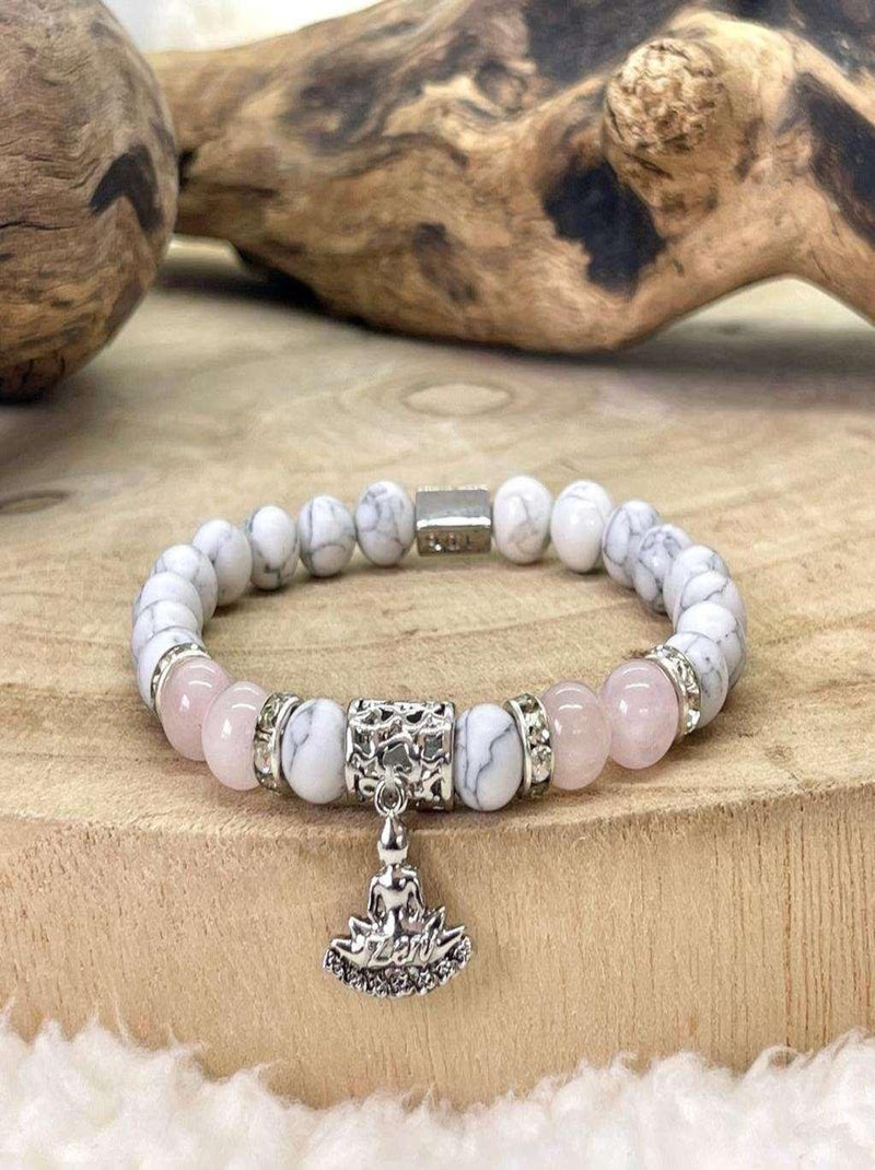 Bracelet buddha en quartz rose Blanc - Kiabi