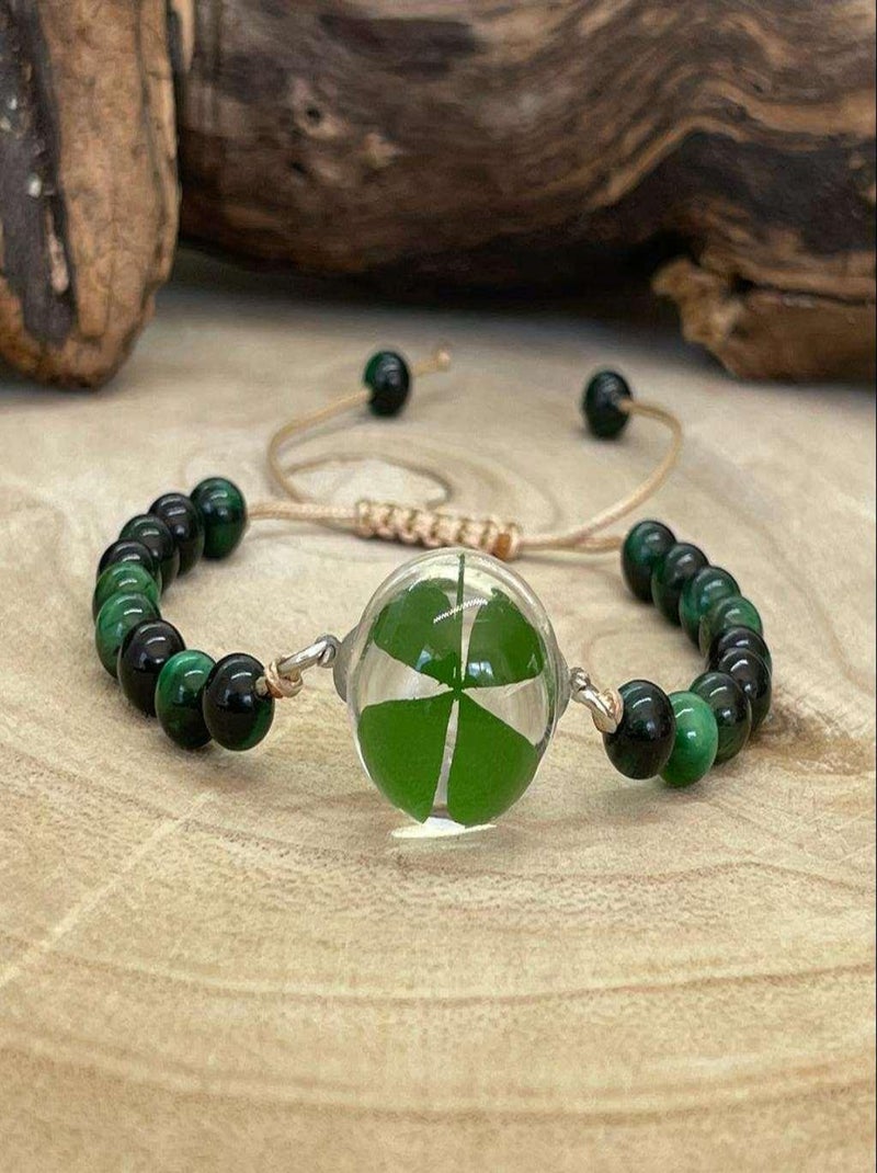 Bracelet chance en oeil de tigre Vert - Kiabi