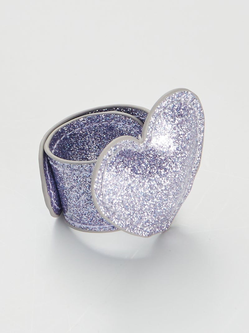 Bracelet clap 'cœur' Violet - Kiabi