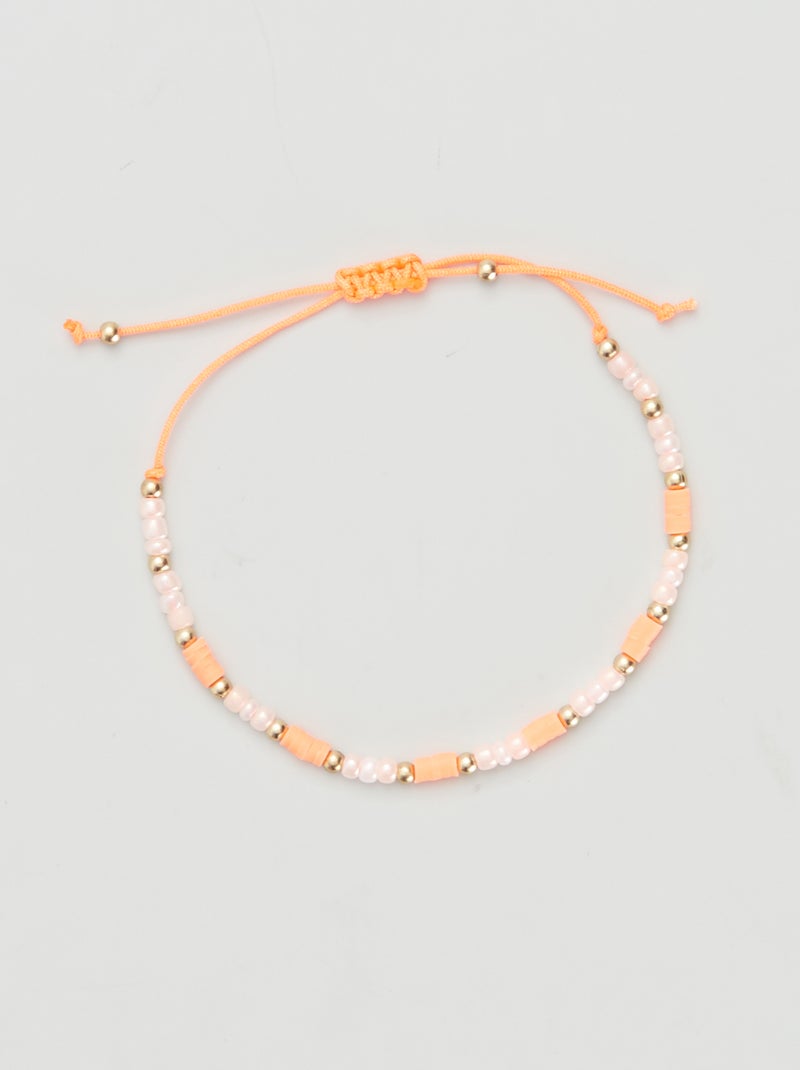 Bracelet coulissant à perles Orange - Kiabi