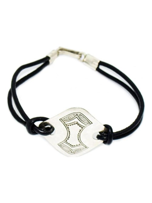 Bracelet cuir et plaque forme losange, Bijoucolor - Kiabi