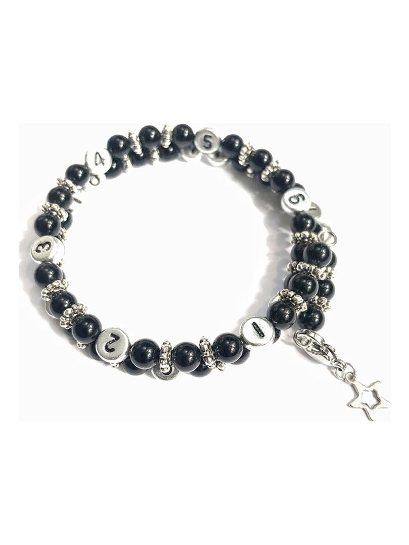 Bracelet d'allaitement et biberonnage en perles naturelles Obsidienne Noir - Kiabi