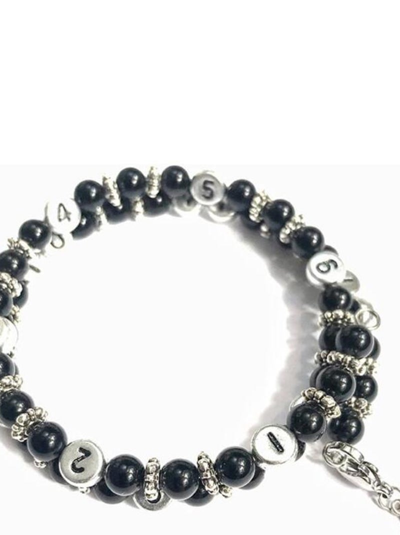 Bracelet d'allaitement et biberonnage en perles naturelles Obsidienne Noir - Kiabi