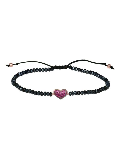 Bracelet d'amour Luxenter en argent 925 et zircon rubis avec finition plaquée or rose 18 carats - Kiabi