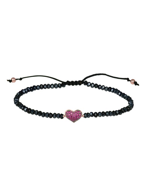 Bracelet d'amour Luxenter en argent 925 et zircon rubis avec finition plaquée or rose 18 carats - Kiabi