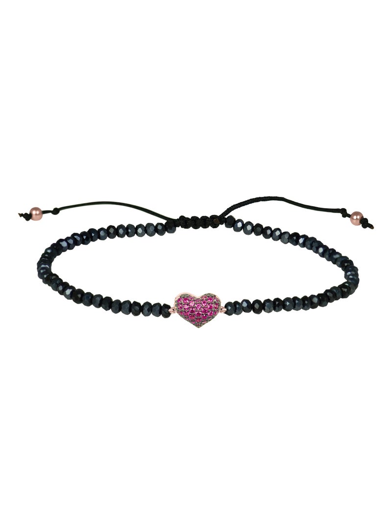 Bracelet d'amour Luxenter en argent 925 et zircon rubis avec finition plaquée or rose 18 carats Rouge - Kiabi