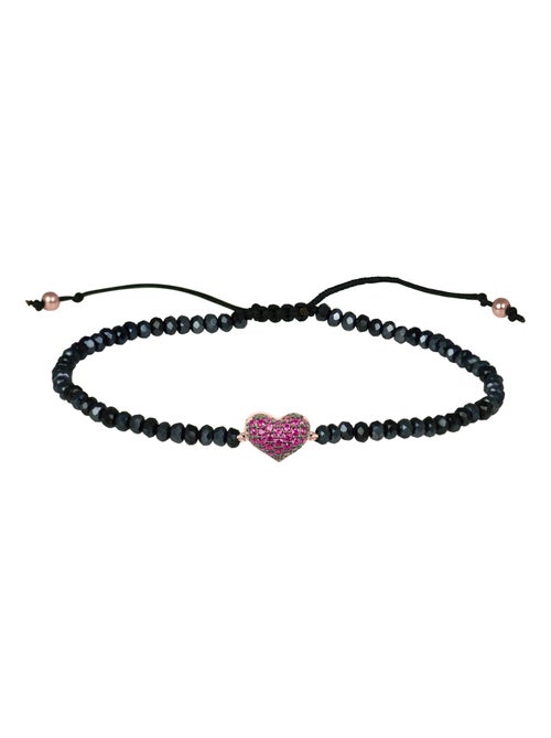 Bracelet d'amour Luxenter en argent 925 et zircon rubis avec finition plaquée or rose 18k - Kiabi