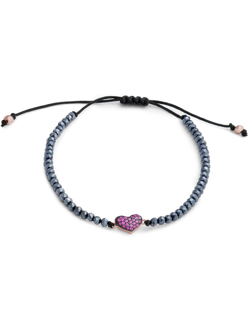 Bracelet d'amour Luxenter en argent 925 et zircon rubis avec finition plaquée or rose 18k Rouge - Kiabi