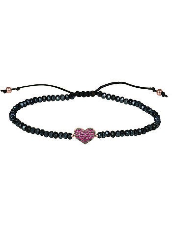 Bracelet d'amour Luxenter en argent 925 et zircon rubis avec finition plaquée or rose 18k