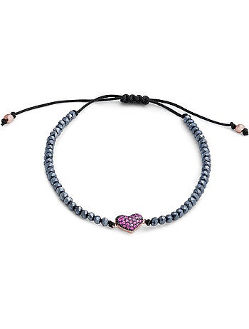 Bracelet d'amour Luxenter en argent 925 et zircon rubis avec finition plaquée or rose 18k