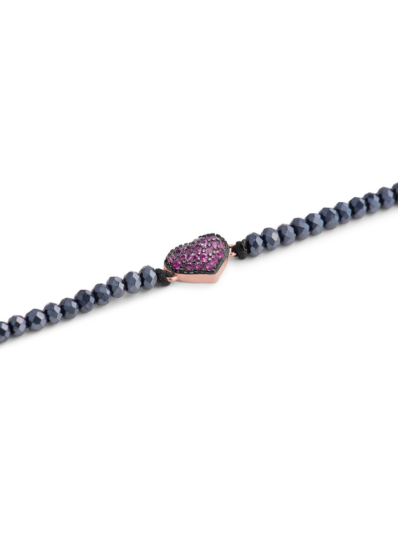Bracelet d'amour Luxenter en argent 925 et zircon rubis avec finition plaquée or rose 18k Rouge/Rose - Kiabi