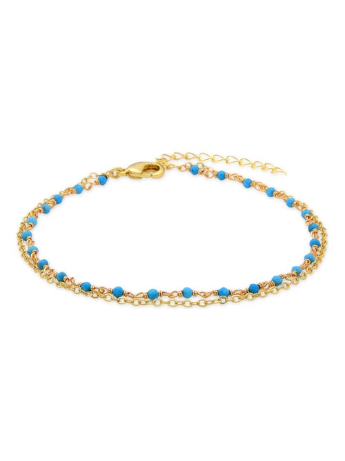 Bracelet de cheville Luxenter Turquoise en or jaune 18K - Miwa - Kiabi