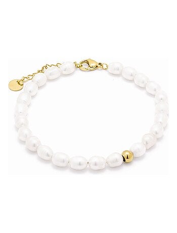 Bracelet de perles blanches Luxenter en or jaune 18 carats - Unwe